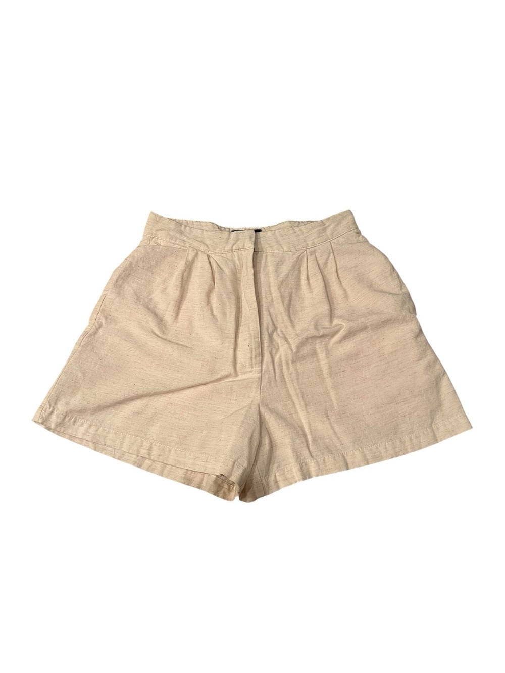 White Fox High-Waist Cream Women’s Linen-Blend Shorts